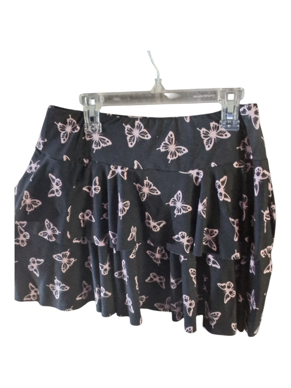 Black Skater Skirt with Pale Pink Butterfly Print